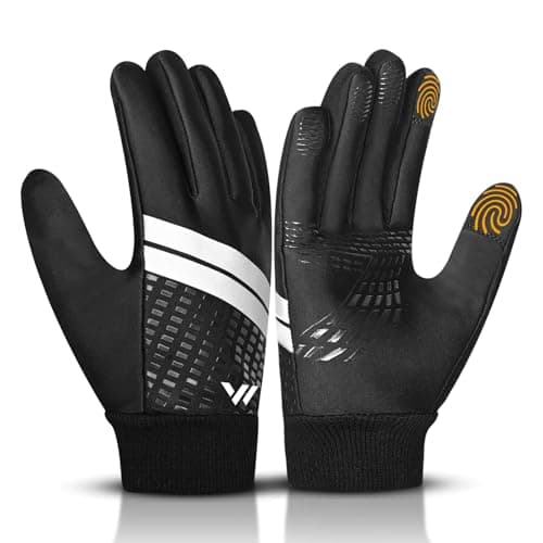 WESTWOOD FOX Kids Winter Gloves-Water-Resistant,Windproof & Thermal Insulated Mittens for Boys & Girls, Anti-Slip Grip,Touchscreen Compatible,Outdoor Running/Cycling/Snow/Ski (Black, L)