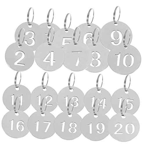 20 Piece Stainless Steel Numbered Tags for Bags and Luggage