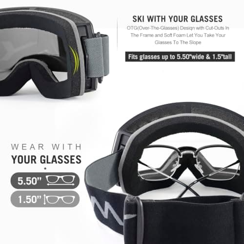 FMY OTG Ski Goggles,Snowboard Goggles for Men,Women & Youth Anti Fog — view 6