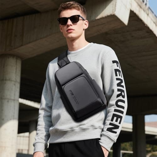 FENRUIEN Sling Chest Bag Holiday Essentials Cross Body Shoulder Bag for Men — view 5