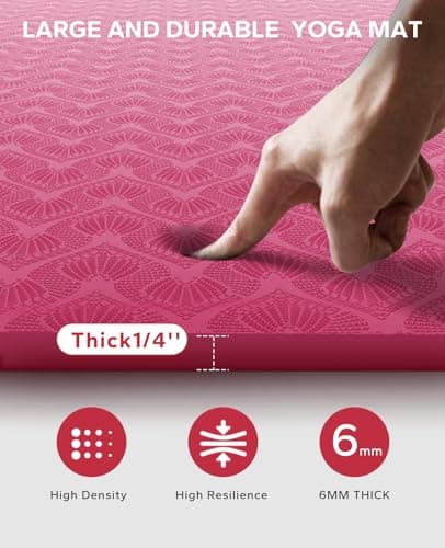 HAPBEAR Large Yoga Mat for Women- 183×116cm×6mm, TPE Non-Slip, Durable, Extra Large Thick Wide Exercise Mat for Pilates,Gym,Workout,Home,Fitness, (Barefoot Exercise)-Pink — view 4