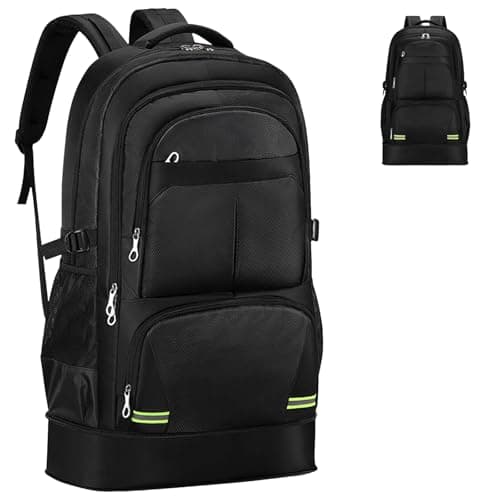 Lizbin Hiking Backpack 65L Travel Backpack Water Resistant Lightweight Rucksack for Men Women, Expandable Large Backpack Laptop Backpack Durable Camping Bag for Camping Trekking Outdoor Sports (Black)