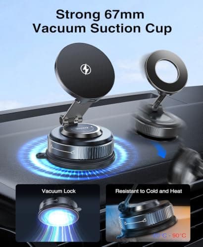 Beeasy for Magsafe Car Mount Charger 15W, Suction Cup Magnetic Phone Holder — view 3