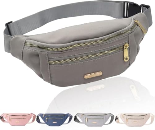 Fanny Pack Fashionable Waist Bag Casual Travel Bum Bag with 3 Zipper Pockets for Women Men Sports Running Hiking Jogging (Grey)