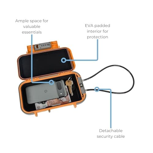 Cathedral Products Waterproof Portable Security Box with 4-Digit Combination Lock, Shockproof Anti-Theft Safe Box for Travel, Beach, or Home Use - Orange — view 5