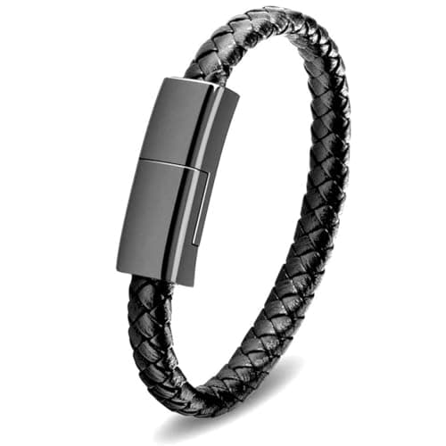 SAMERIO Type C to IOS Short Charging Cable 20cm Fast Portable Bracelet Charger Leather Braided Wrist Data Transfer Cord Perfect Christmas Birthday/Valentine's Day Gift