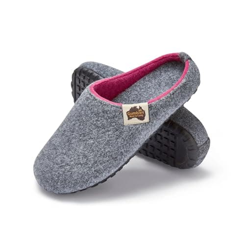 Gumbies Outback Indoor & Outdoor Slippers, Easy Slip On House Shoes with Recycled Materials, Ideas for Gift Giving for Men & Women, Grey & Pink, UK 3 — view 2