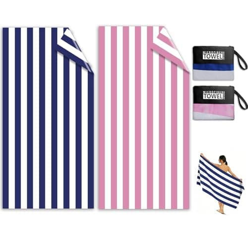 Microfibre Beach Towels for Adults - 2 Pack 180x90cm Microfibre Towel
