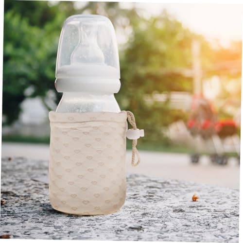 HAWILLOSCH Insulated Glass Baby Bottle Sleeve Warmer Cover Portable Thick Lamb Wool Baby Milk Bottle Protector Case for Travel and Nursery Use — view 6