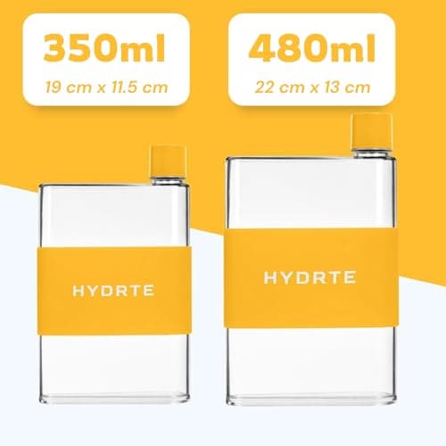 Hydrte Clear Water Bottle – 350ml Professional Cute Water Bottle for Travel, Slim, Lightweight & BPA-Free for Travel & Everyday Hydration (Mango Yellow) — view 2