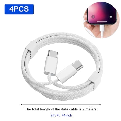 Wemoralix USB C to USB C Cable 60W 2M, 4Pack Type C Charger Cable for Fast Charging Compatible with Smartphones, Fast Charger USB C Charging Lead — view 5
