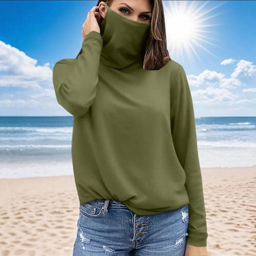 Slxbear Women's UPF 50+ Sun Protection Cooling Shirts Hoodie with Mask Casual Outdoor Tops Lightweight Pullover Shirts Long Sleeve Rash Guard Hiking Tops Versatile Blouse Mint Green XL — view 2