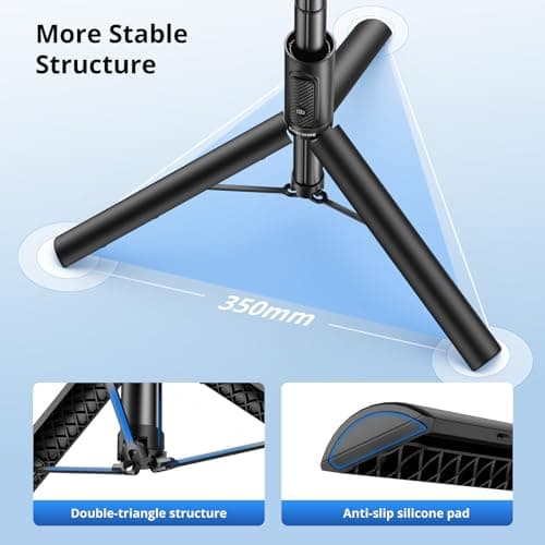 SYNCWIRE 55" Phone Tripod with Bluetooth Remote, Aluminum Selfie Stick Tripod with 360° Rotation, for iPhone & Android Phones, Travel Selfie Stick Stand for Vlogging, Live Streaming, Black — view 5