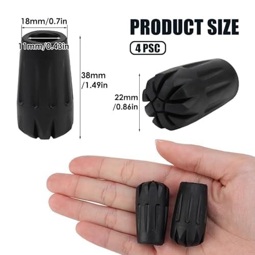 4 Pcs Trekking Pole Tips – Durable Walking Stick Rubber Ends, Universal Fit for Hiking Poles, Anti-Slip Replacement Feet for Trekking, Walking Pole Accessories for Seniors & Hikers — view 2