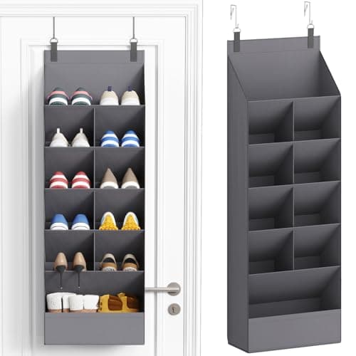 Lifewit 6 Tier Over the Door Shoe Organiser Hanging Rack Holder, Gray