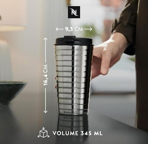 Nespresso Touch Thermal Travel Mug, 345ml, Stainless Steel, Hot & Cold Drinks, Leak-Proof — view 4