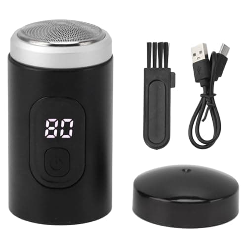 Mini Electric Shaver, Compact Electronic Shaver Digital Beard Trimmer for Home Car Travel, USB Rechargeable, 500mAh Battery, Single Blade Head, Black, IP7X Waterproof