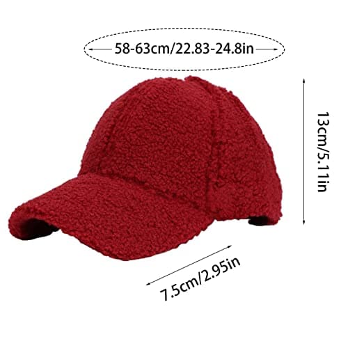 Faux Lamb Wool Baseball Cap for Men Women Teddy Fleece Sports Hats Warm Winter Outdoor Travel Gift Features: (Light Blue, One Size) — view 3