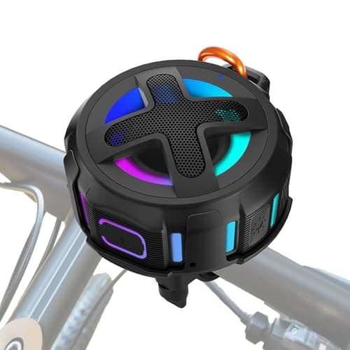 Upgraded, Pro Bike Speaker, with Handlebar Mount, Bluetooth V5.4, IPX7 Waterproof, Silicone Case, Broadcast Navigation,10W Bassup, 15-24H Playtime, Hook, for eBike, Bicycle, Motorcycle Accessories