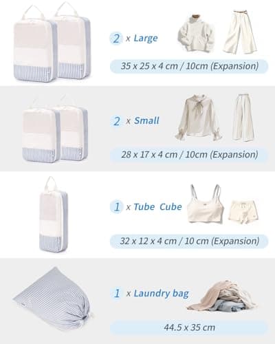 Narwey 6 Set Compression Packing Cubes for Suitcases, Travel Storage Bags — view 3
