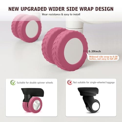 Luggage Wheel Covers, Anti Dust & Scratch, For 2-2.4" wheels - Hot Pink — view 2