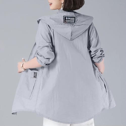 TURWXGSO Womens Sun Protection Jacket Hoodie Long Sleeve Zipper Hiking Shirt with Pockets UPF 50+ Lightweight Outdoor Coat Casual Summer Loose Fit Travel Camping Tops — view 4