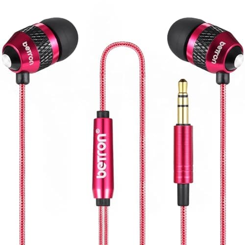Betron B25 Earphones, In-Ear Wired Headphones, Red