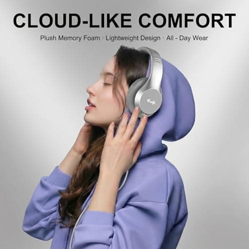 Zollexa Wired Over-Ear Headphones, Mic, 3.5mm Jack, USB-C Adapter, Silver — view 4
