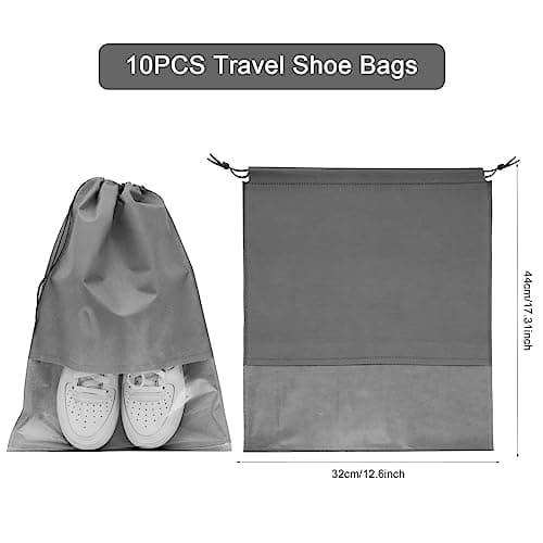 GAOHAN 10 Pcs Travel Shoe Bag,Shoe Bags,Non-Woven Shoes Storage Bags,Grey — view 2