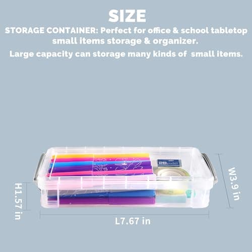ANQLRMD 4Pack Clear Pencil Organizer Box - Large Capacity Plastic Storage Container Boxes with Lids - Stackable Organizer & Storage for Pen, Crayon, Art Craft Supply, Office Supplies — view 5