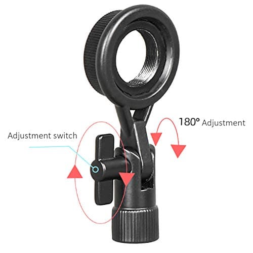 Portable Microphone Stand, Adjustable Microphone Stand with 22mm Thread, 3/8, 5/8 Screw Hole, Universal Anti Vibration Microphone Mount Adapter Removable for Recording Studio, Tripod — view 3