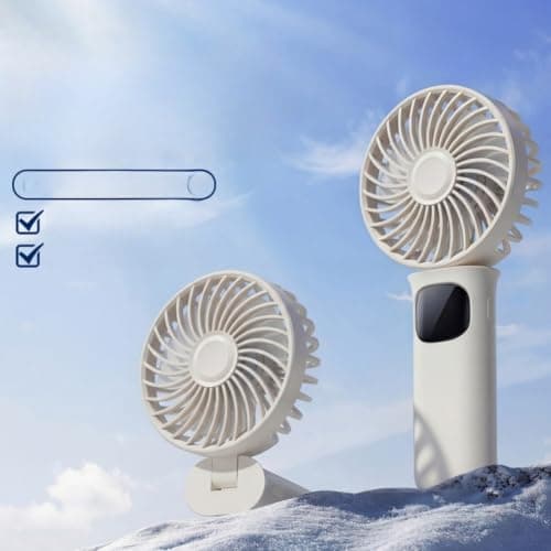 Hosrivae USB Rechargeable Foldable Neck Fan With 1800MAh For Battery, 6-Speed Turbo Airflow Handheld Portable Cooler For Travel, Beige — view 4