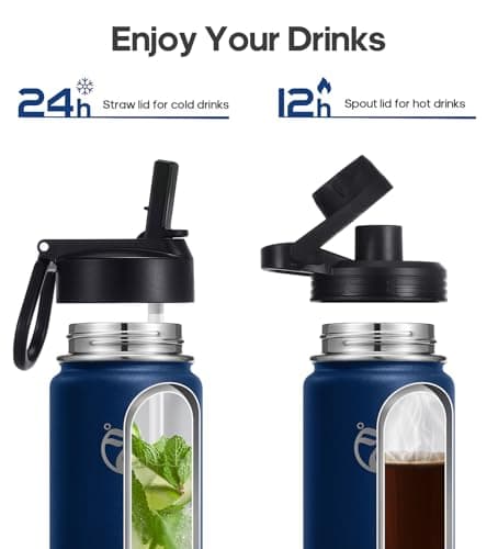 HydroPal Vacuum Insulated 750ml Stainless Steel Water Bottle with Dual Lids — view 3