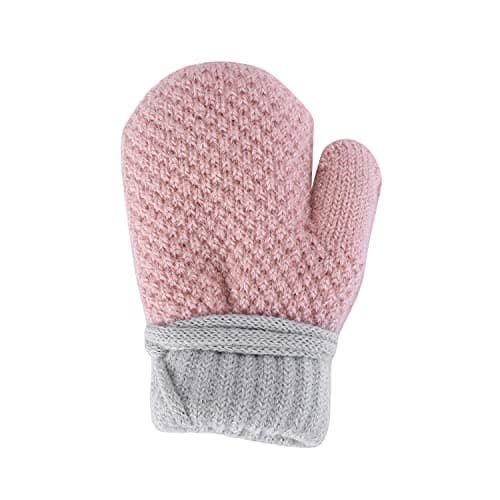 Kids Toddlers Thermal Gloves Mittens Winter Warm Thick Knitted Gloves with String Fluffy Full Finger Mittens Baby Fleece Lined Gloves Hanging Neck Mittens with Anti-Lost String for Boys Girls Age 1-4 — view 6