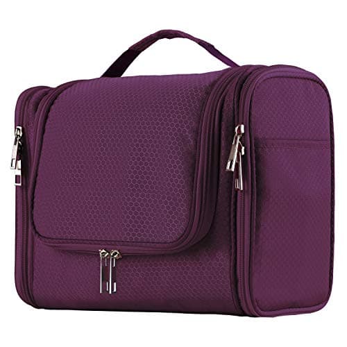 Buruis Large Capacity Toiletry Bag for Women and Men, Hanging Toiletry Organizer Cosmetics Makeup Bag, Water-Resistant Dopp Kit Shaving Bags for Full Sized Toiletries, Travel Essentials (Purple)