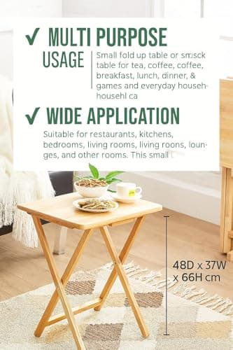 Premium Wooden Folding Table | 66cm Height | Foldable Snack Table & Coffee Tray | Compact Side Table for Sofa | Durable & Lightweight Wood | Space-Saving Multipurpose Table for Home & Office Use (1) — view 6