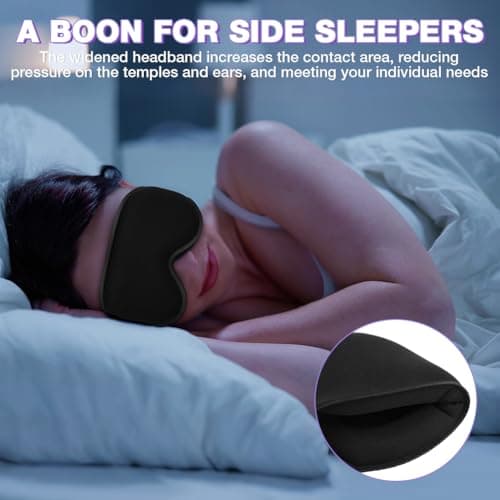 URAQT 100% Blackout Sleep Masks, 3D Adjustable Deep Eye Mask, Zero Pressure Sleeping Eye Mask, Ergonomic Design, Unisex for Sleeping, Nap, Travel — view 6