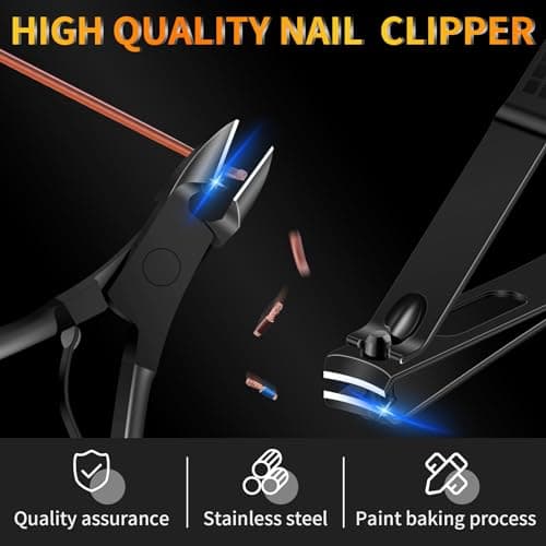 Manicure Set Pedicure Kit, 16 Pcs Stainless Steel Nail Clippers Set, Professional Nail Care Tools Grooming Kit with Portable Travel Leather Case for Men Women Black — view 3