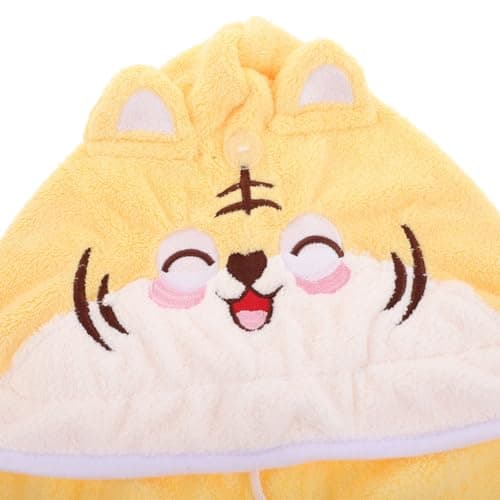 Operitacx Cute Cartoon Tiger Coral Fleece Hair Drying Cap Super Absorbent Quick Dry Hair Towel Wrap for Women Bath Shower Travel — view 3