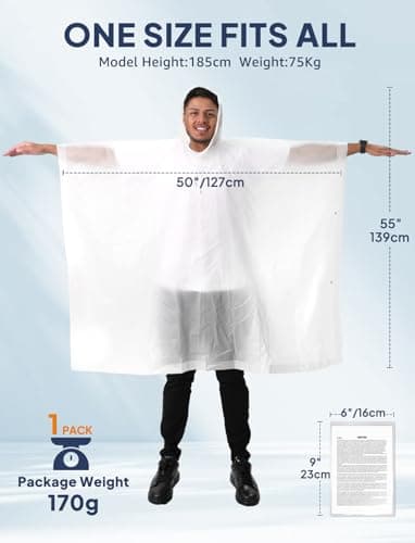 ANYOO Rain Poncho Waterproof for Adults, 2 Pack, Reusable — view 2