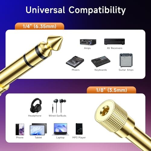 Cable Matters 5-Pack 3.5mm to 6.35mm Headphone Adapter — view 6