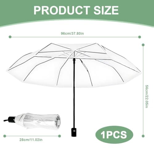 NKFBEV Clear Umbrella, 8 Ribs Rainproof and Folding Transparent Umbrella — view 2