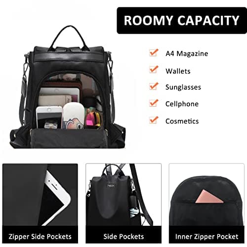 Fmeida Anti Theft Backpack for Women Small Travel Rucksack Water Resistant — view 3