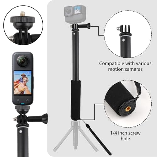 36"/92cm Extended Invisible Selfie Stick for GoPro Insta360 Action Cameras — view 3