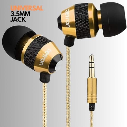 Betron B25 Earphones, In-Ear Wired Headphones, Gold — view 5