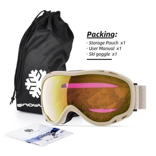 Snowledge Ski Snowboard Goggles with UV400 Protection, Skiing Snowboarding Goggles of Dual Lens with Anti Fog for Men, Women,Helmet Compatible — view 6