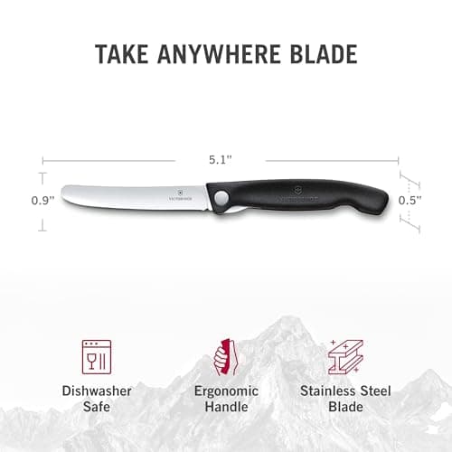 Victorinox Swiss Classic Foldable picnic knife for hiking, fruit, vegetables, bread rolls, sausage, with straight blade, extra sharp, Black — view 5