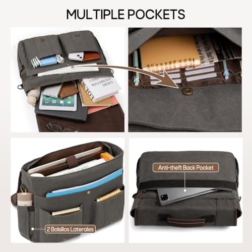 RAINSMORE Laptop Messenger Bag Multiple Pockets 17 Inch Satchel Briefcase — view 5