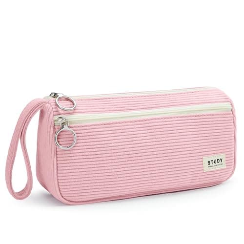 KALIDI Corduroy Pencil Case Large Aesthetic Pen Bag School Office Organizer