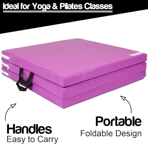 Komodo Tri Folding Yoga Mat 6ft Padded Pilates Floor (Purple) — view 3